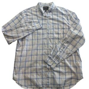 Bonobos Button Down Shirt Mens XXL Long White Blue Plaid 23353-BNC79